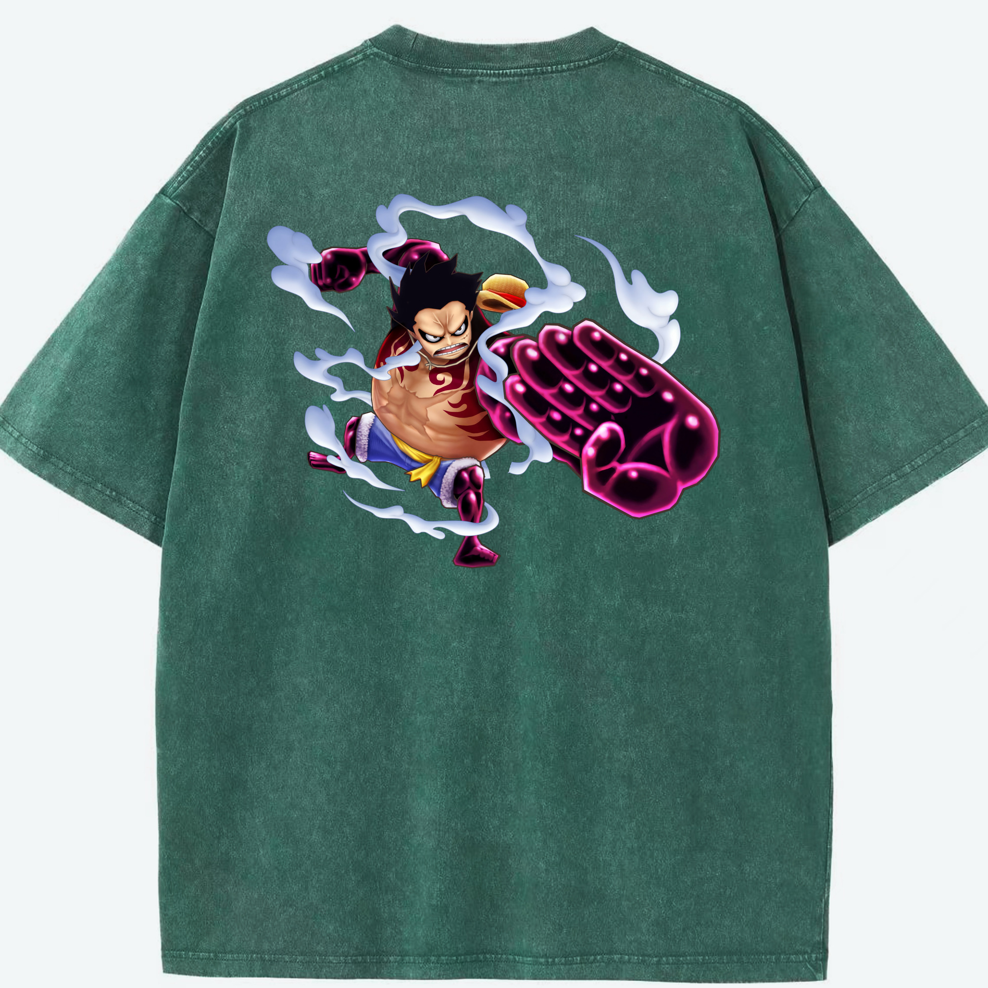 ワンピース モンキー・D・ルフィ ONE PIECE Monkey D. Luffy 綿100% ヴィンテージ風 半袖Tシャツ（背面プリント）